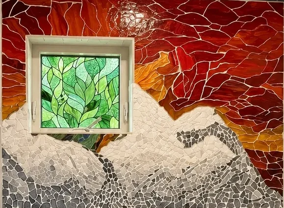 Pikes Peak sunset mosaic cropped to the artwork